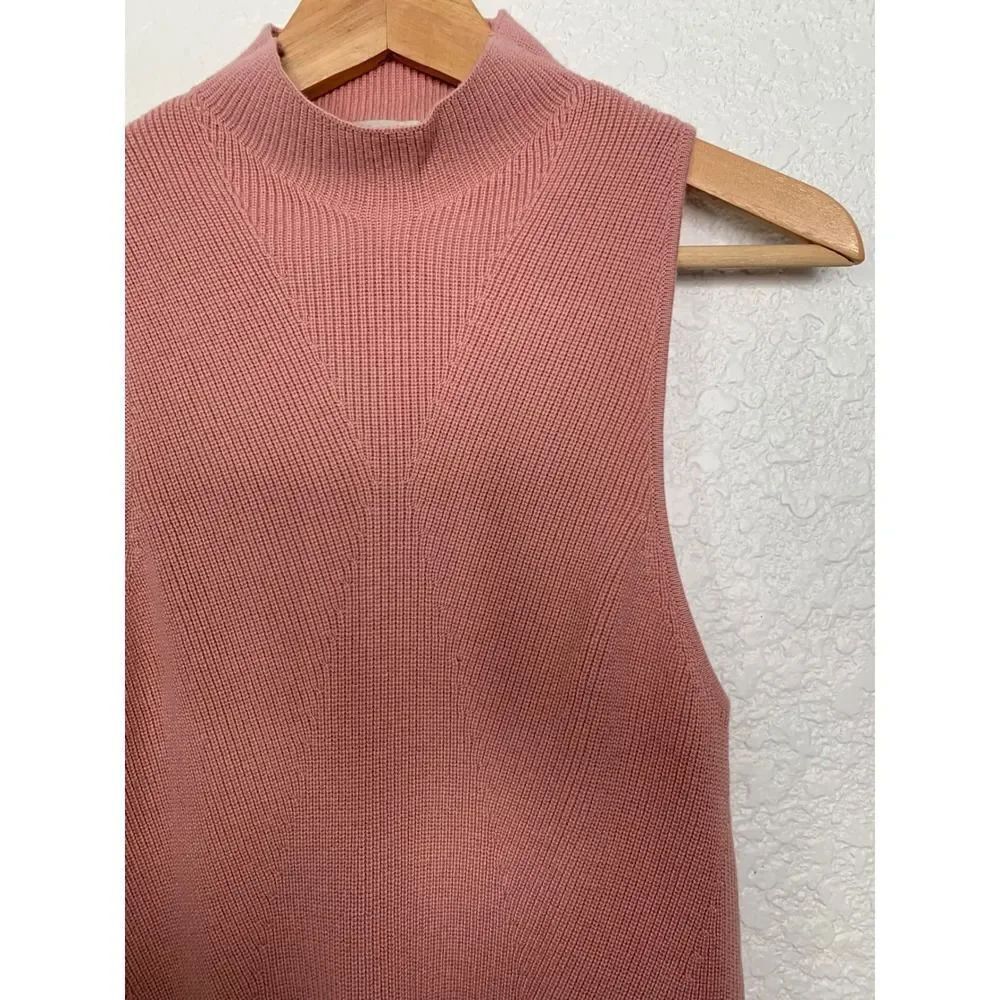 One Grey Day Pink Mock Neck Sleeveless Wool Blend Knit Sweater Tunic Size Small - Picture 5 of 12